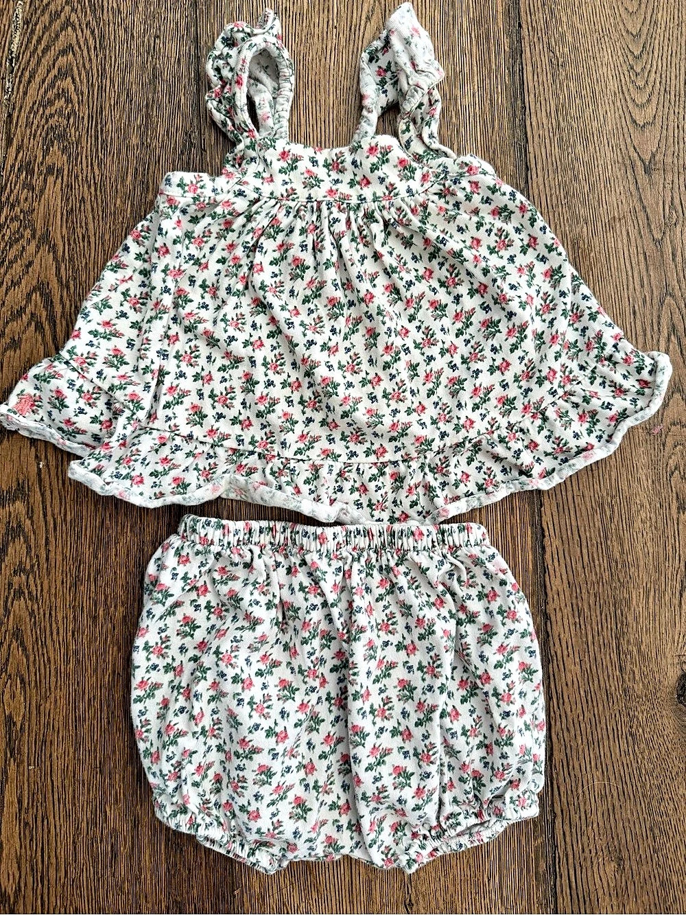 Ralph Lauren Floral Cotton Poplin Top & Pant Set Baby Set White & Pink 6M